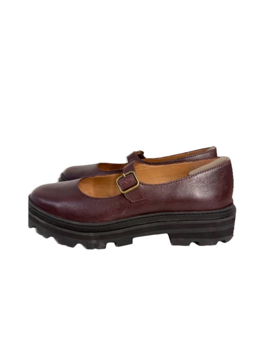 Madewell Burgundy Mary Jane Platform Loafers - Picture 2 of 5